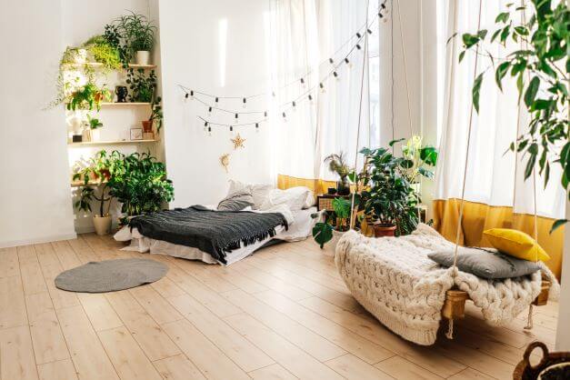 Do you need a Biophilic Garden Room in your home? bedroom with Biophilic design principals