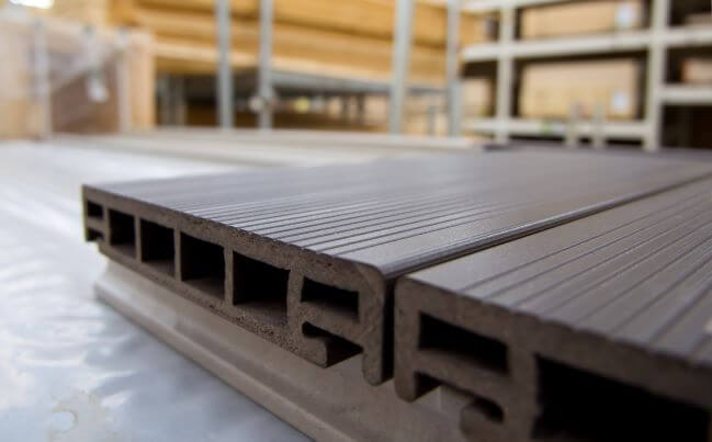 How to Clean and Maintain Decking A cross-section of a composite decking board
