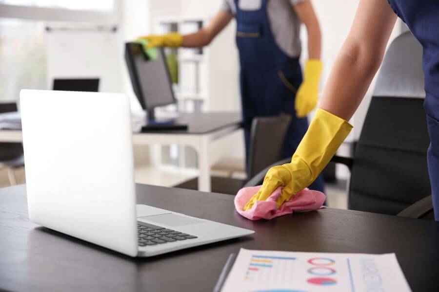 cleaning an office space