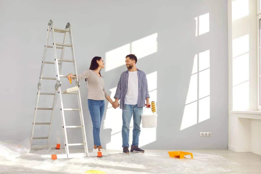 couple in newly decorated home