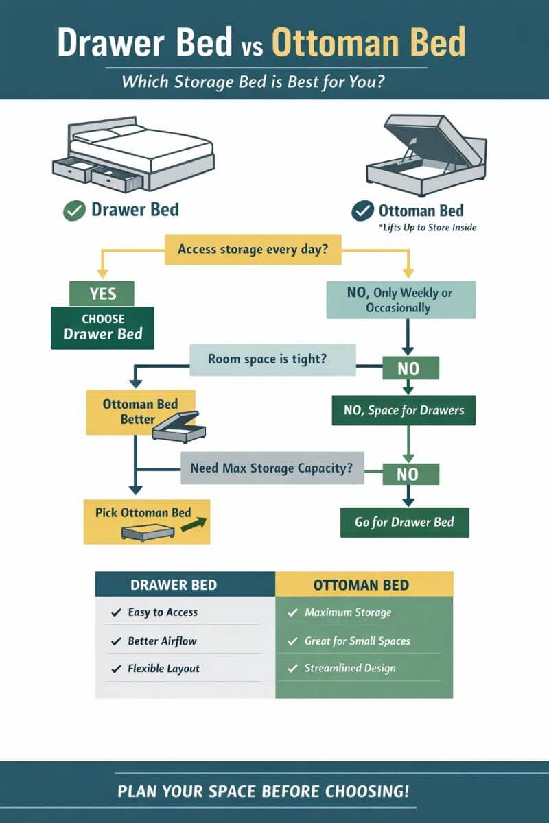 Is an Ottoman Bed Worth It? Storage Solutions for Modern Bedroom Design Is an Ottoman Bed Worth It? the drawer bed vs ottoman bed process flow